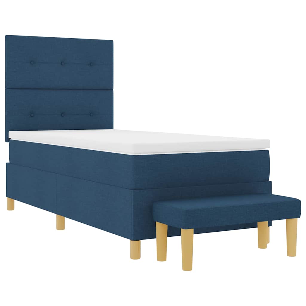Box spring seng med hovedgærde Blå 200 x 90 cm Stof
