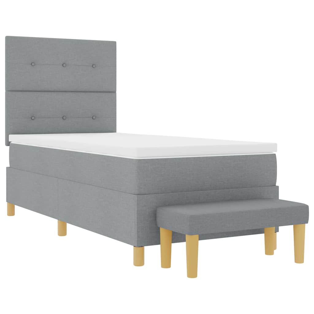 Box spring seng med hovedgærde Lysegrå 200 x 100 cm Stof
