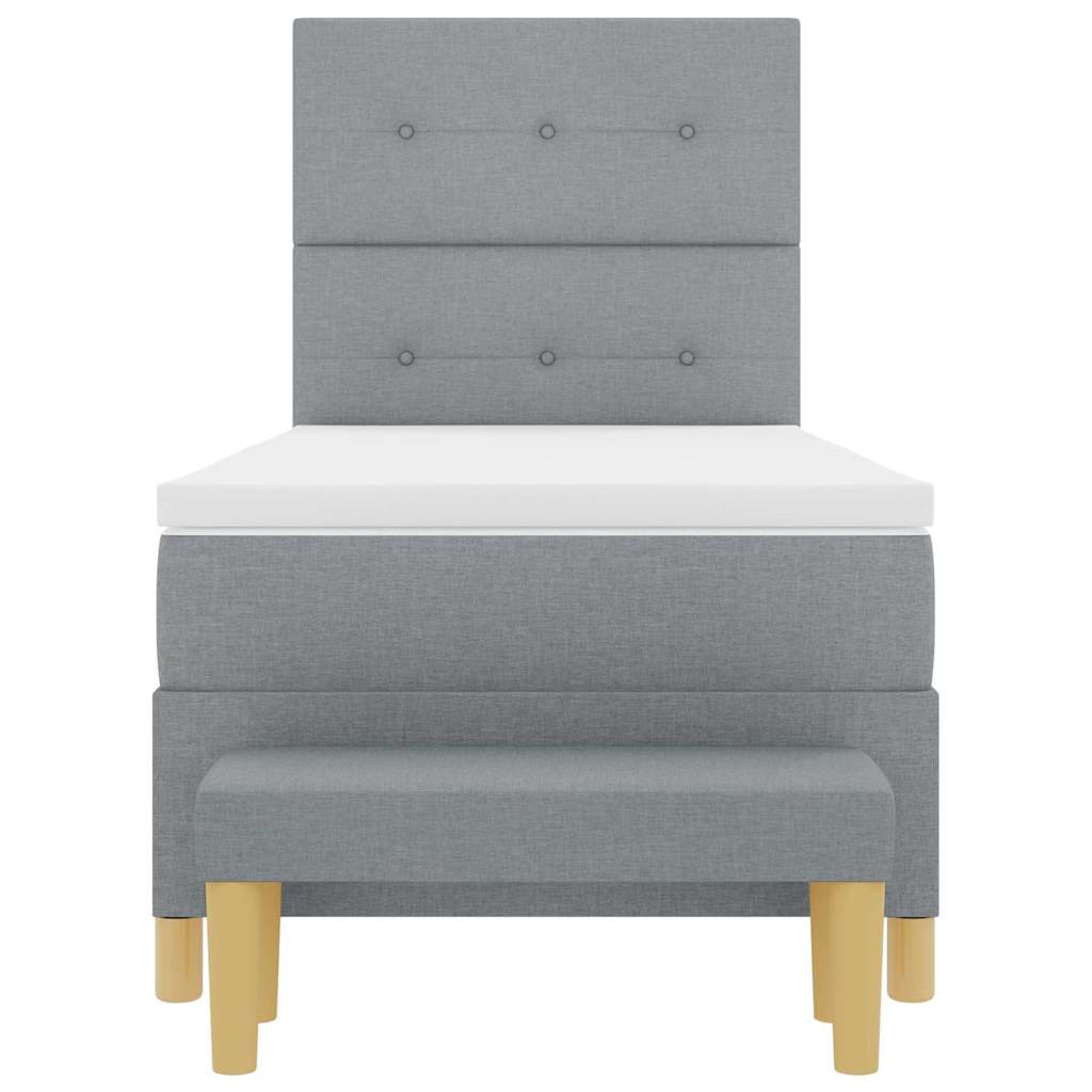 Box spring seng med hovedgærde Lysegrå 200 x 100 cm Stof
