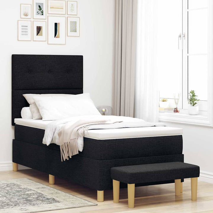 Box spring seng med pude med hovedgærde Sort 200 x 100 cm Stof