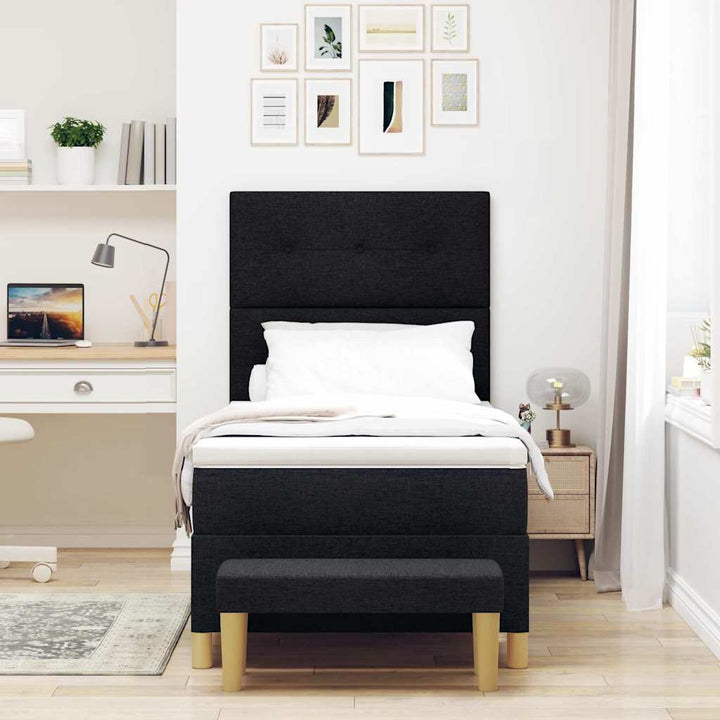 Box spring seng med pude med hovedgærde Sort 200 x 100 cm Stof