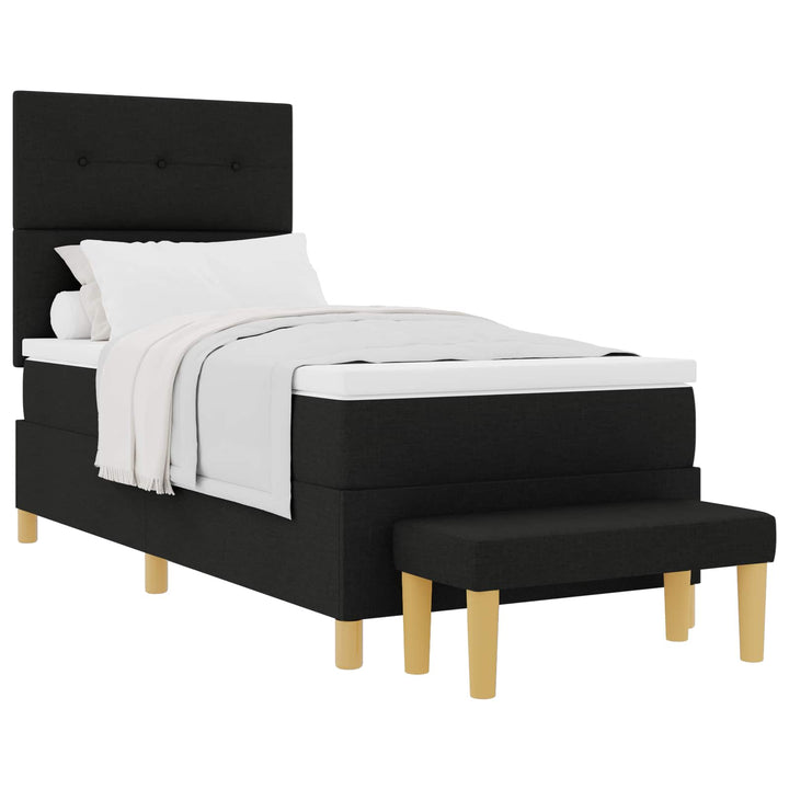 Box spring seng med pude med hovedgærde Sort 200 x 100 cm Stof