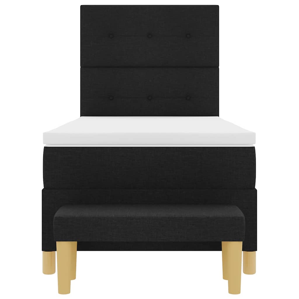 Box spring seng med pude med hovedgærde Sort 200 x 100 cm Stof