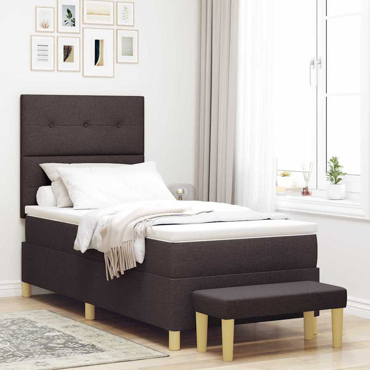 Box spring seng med hovedgærde Mørk Brun 200 x 100 cm Stof