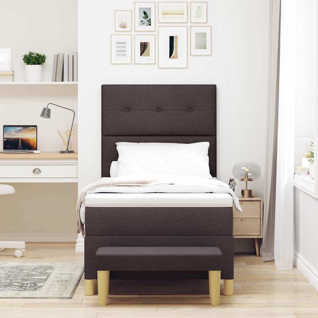 Box spring seng med hovedgærde Mørk Brun 200 x 100 cm Stof