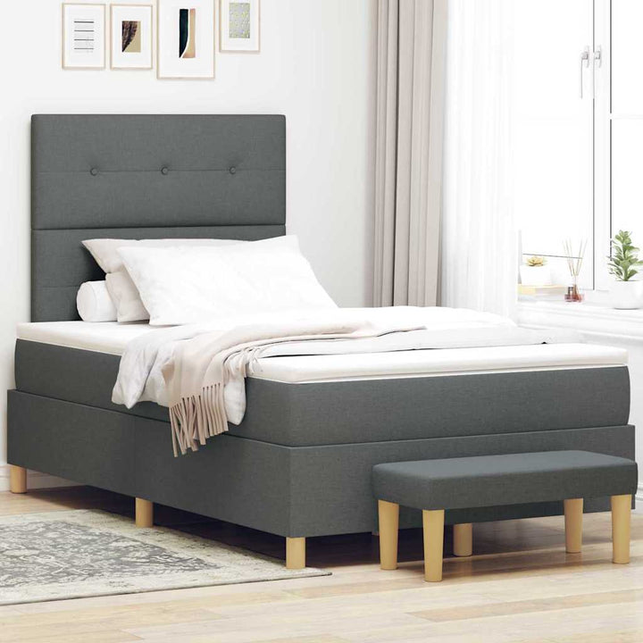 Box spring seng med hovedgærde Mørkegrå 190 x 120 cm Stof