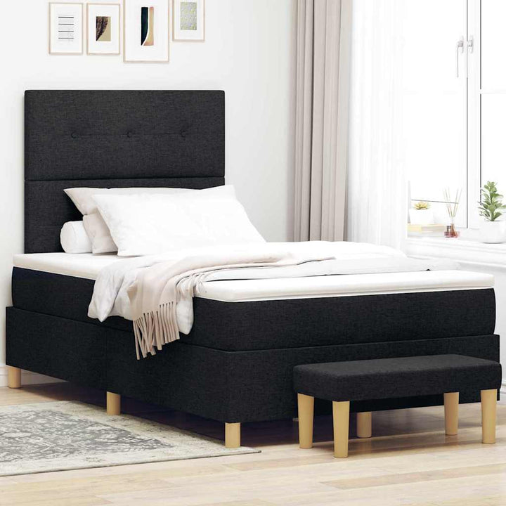 Box spring seng med hovedgærde Sort 190 x 120 cm Stof