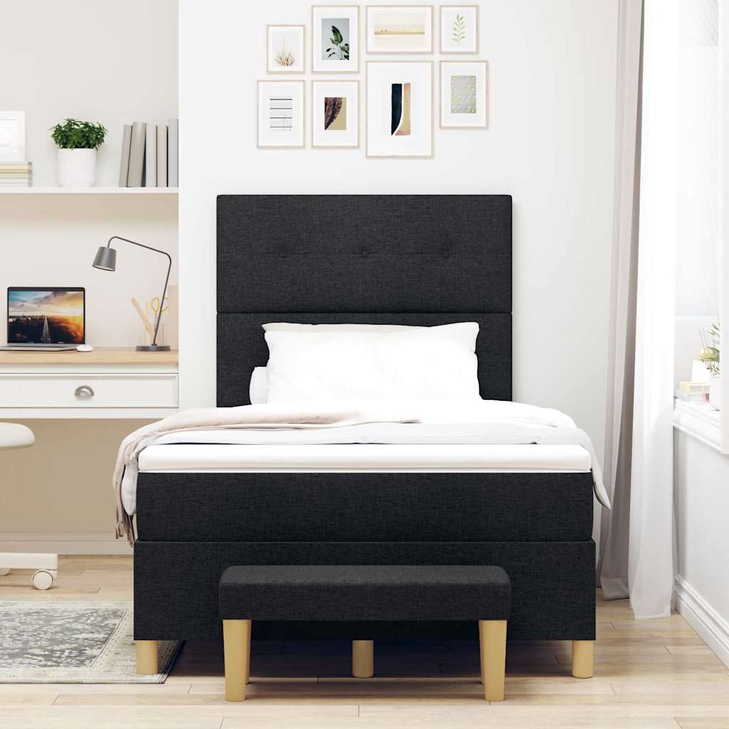 Box spring seng med hovedgærde Sort 190 x 120 cm Stof
