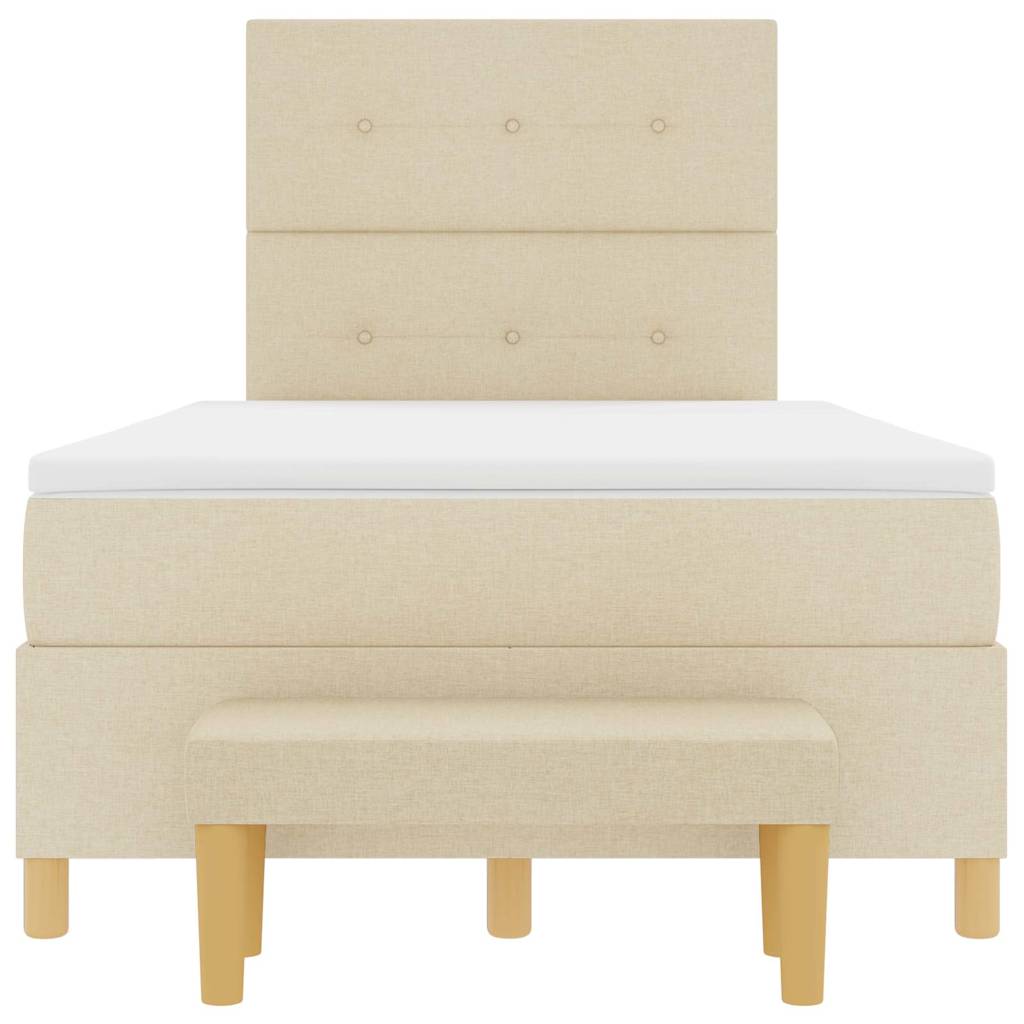 Box spring seng med hovedgærde Creme 190 x 120 cm Stof
