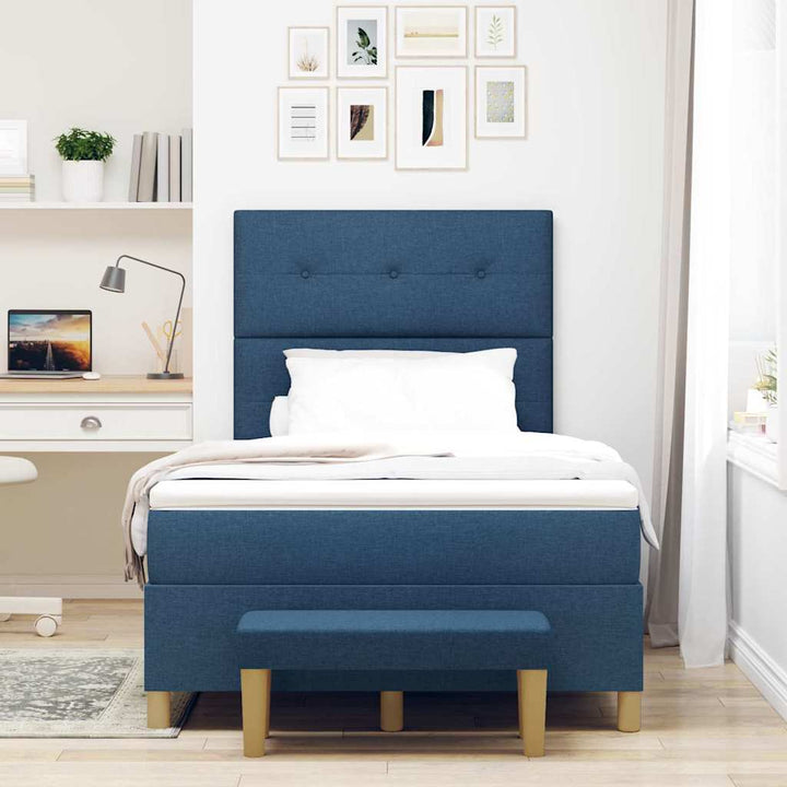 Box spring seng med hovedgærde Blå 190 x 120 cm Stof