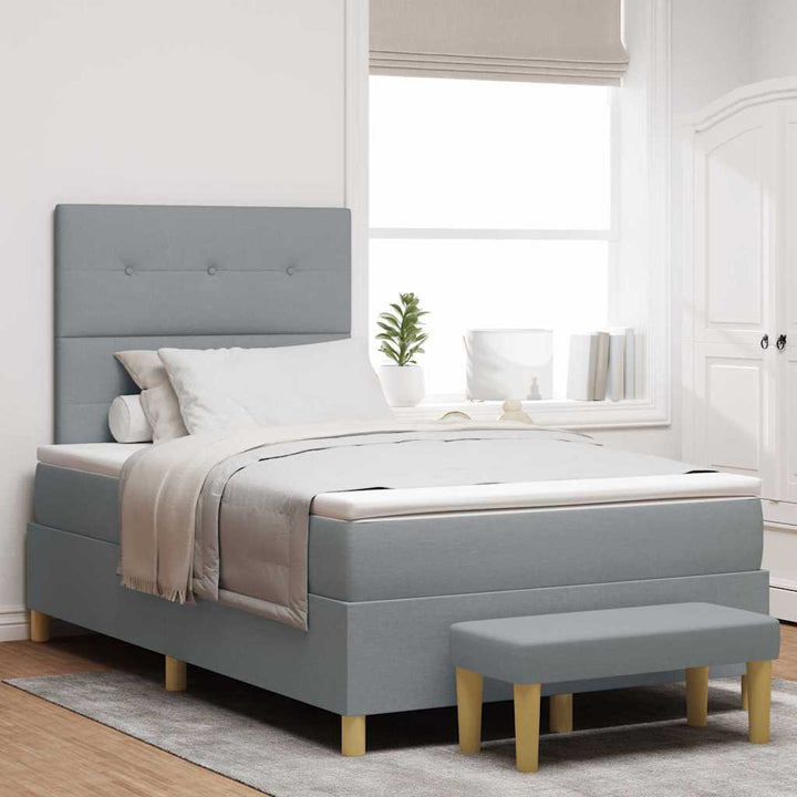 Box spring seng med hovedgærde Lysegrå 120 x 200 cm Stof