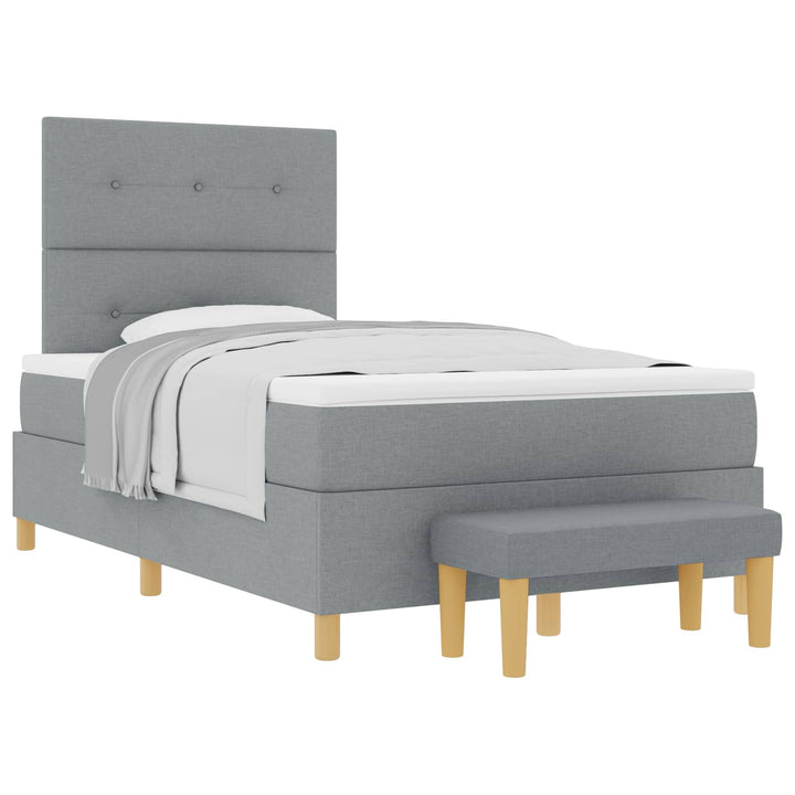 Box spring seng med hovedgærde Lysegrå 120 x 200 cm Stof