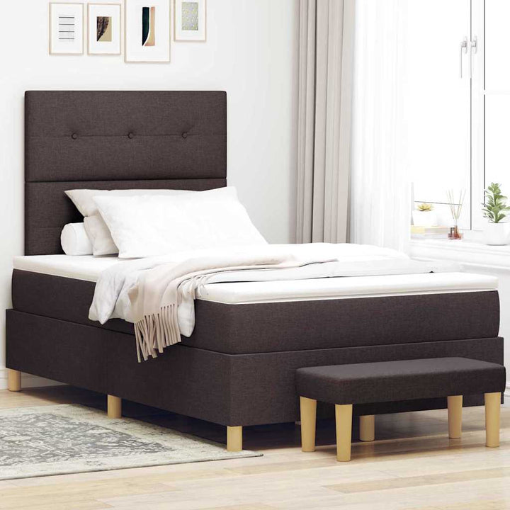 Box spring seng med hovedgærde Mørkebrun 200 x 120 cm Stof