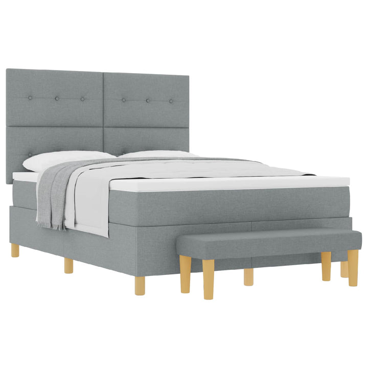 Box spring seng med hovedgærde Lysegrå 190 x 140 cm Stof
