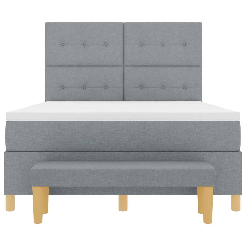 Box spring seng med hovedgærde Lysegrå 190 x 140 cm Stof