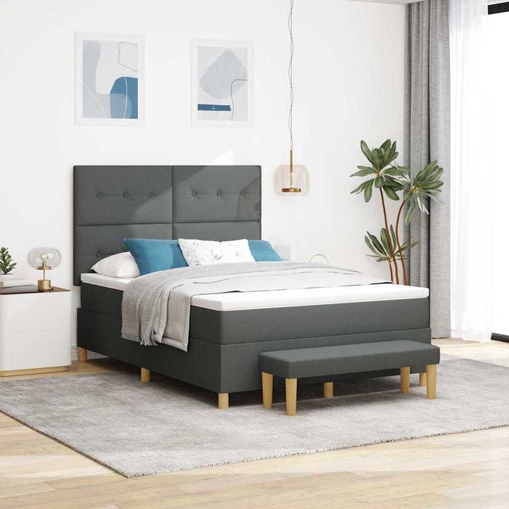 Box spring seng med hovedgærde Mørkegrå 190 x 140 cm Stof
