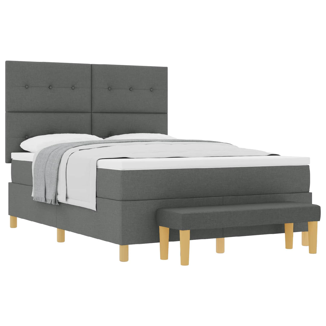Box spring seng med hovedgærde Mørkegrå 190 x 140 cm Stof