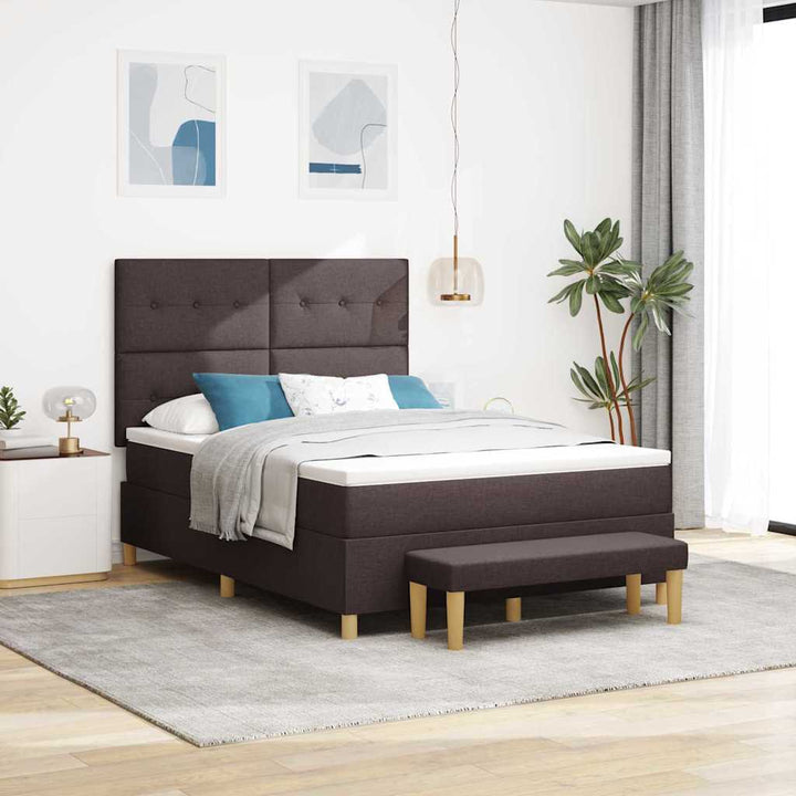 Box spring seng med hovedgærde Mørkebrun 190 x 140 cm Stof