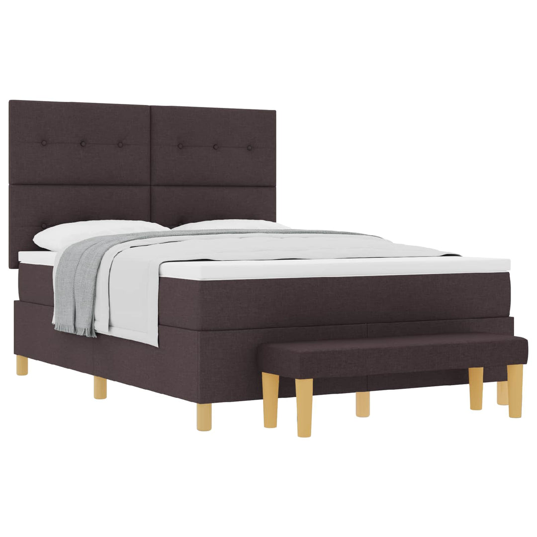 Box spring seng med hovedgærde Mørkebrun 190 x 140 cm Stof