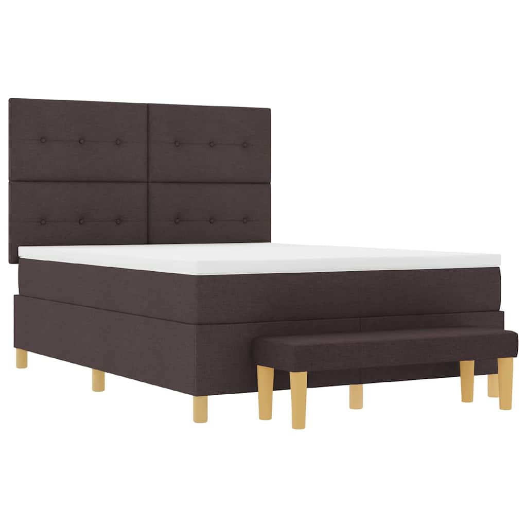 Box spring seng med hovedgærde Mørkebrun 190 x 140 cm Stof