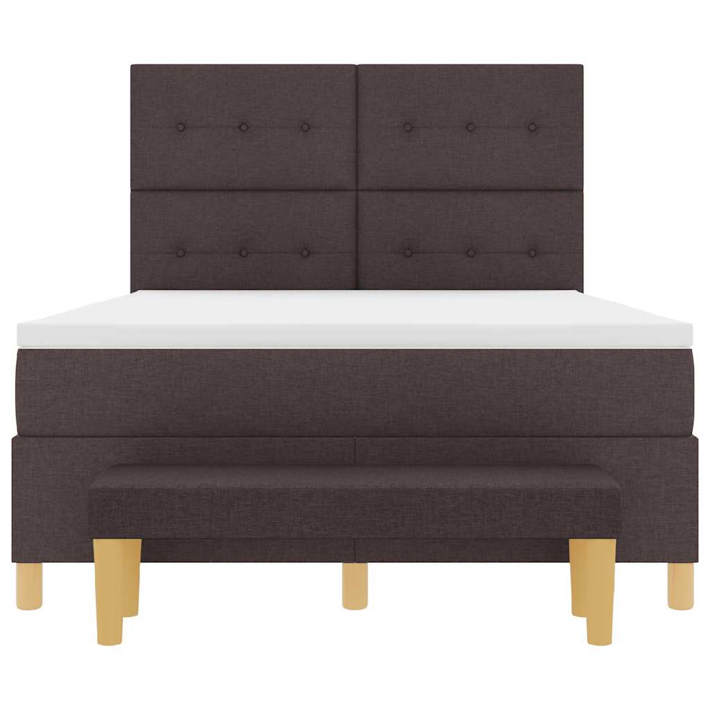 Box spring seng med hovedgærde Mørkebrun 190 x 140 cm Stof