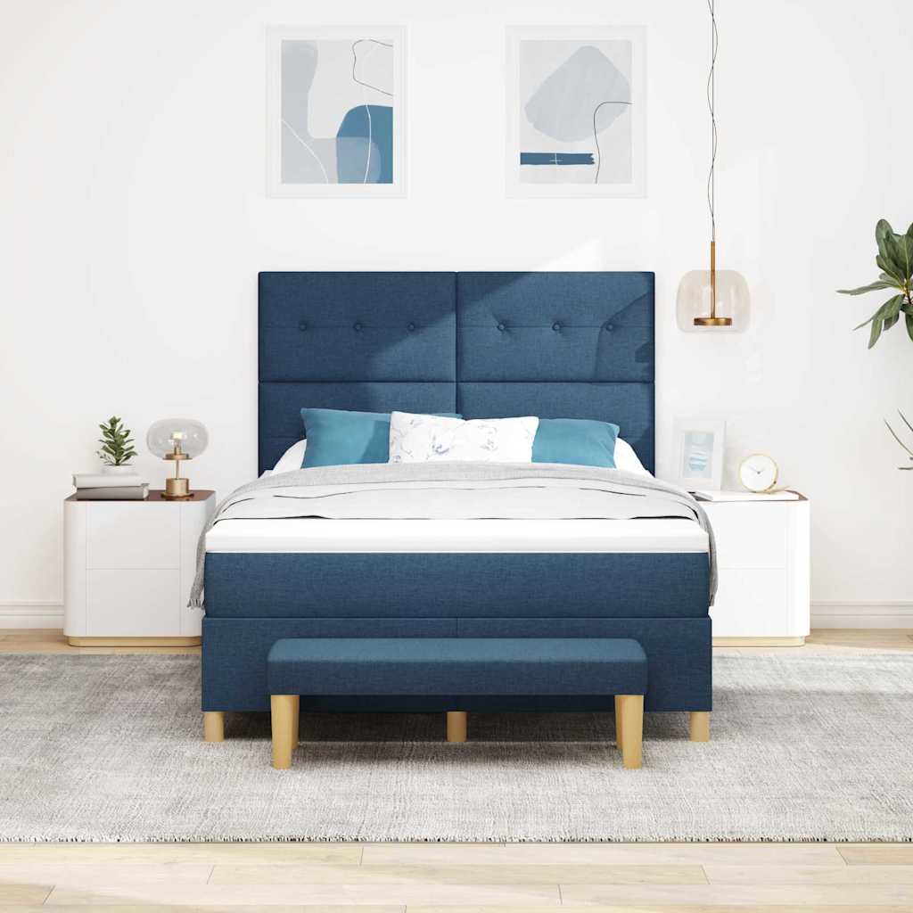 Box spring seng med hovedgærde Blå 190 x 140 cm Stof