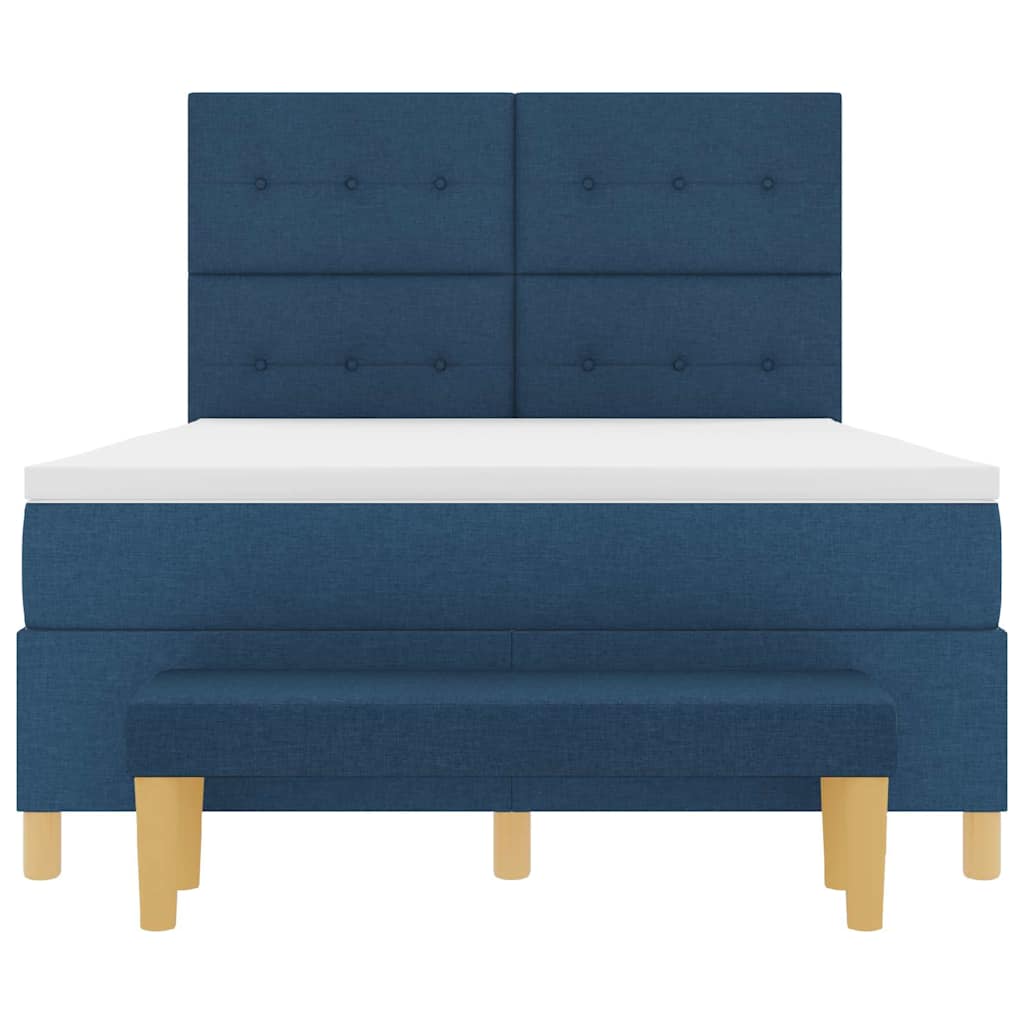 Box spring seng med hovedgærde Blå 190 x 140 cm Stof