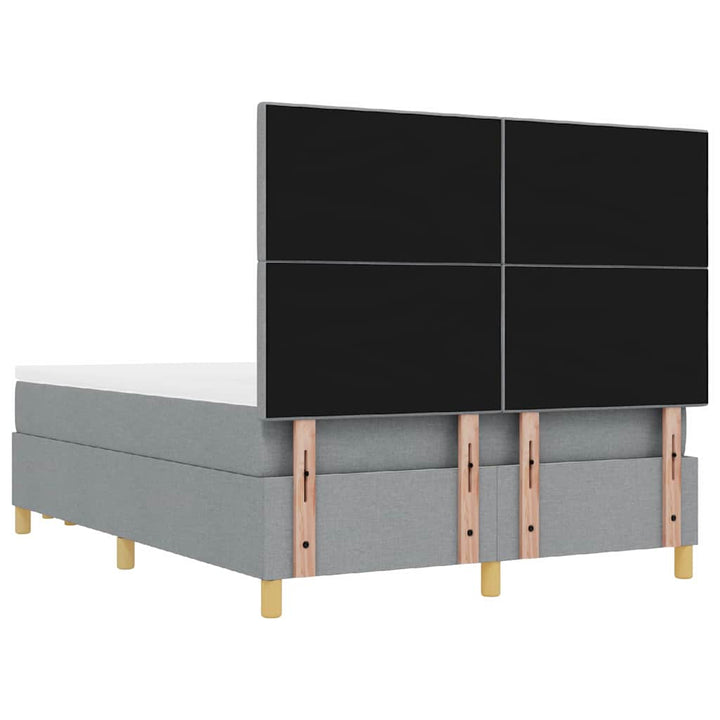 Box spring seng med hovedgærde Lysegrå 200 x 140 cm Stof