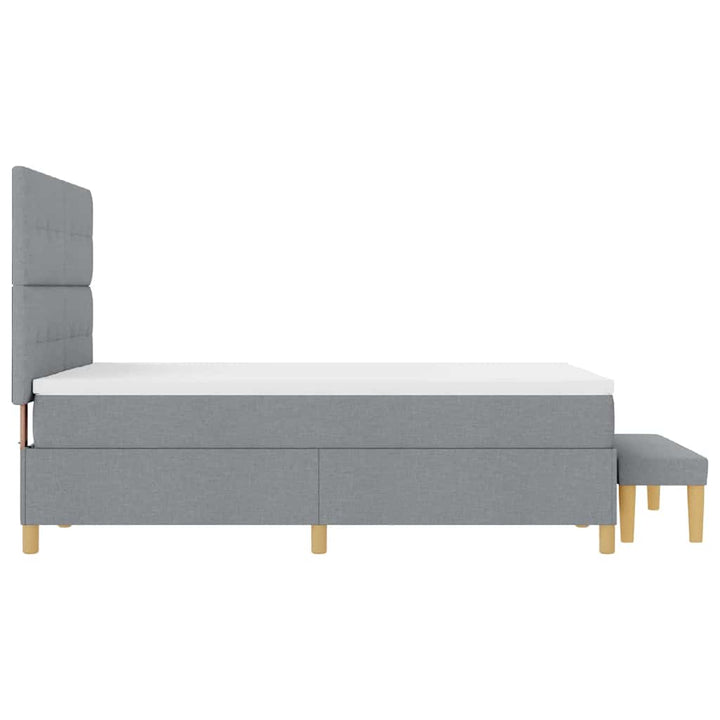 Box spring seng med hovedgærde Lysegrå 200 x 140 cm Stof