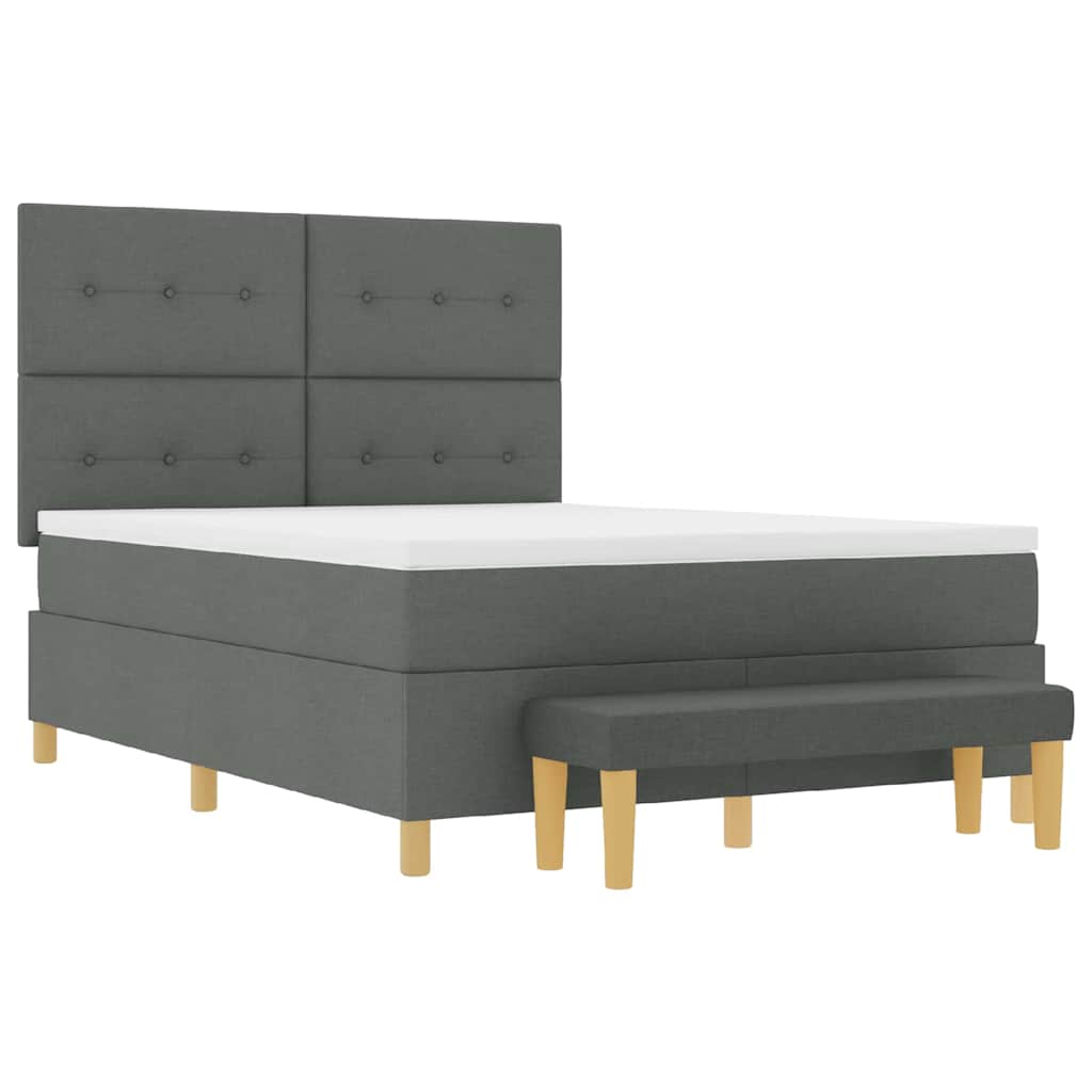 Box spring seng med pude Mørkegrå 200 x 140 cm Stof