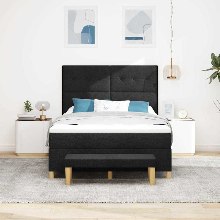Box spring seng med hovedgærde Sort 200 x 140 cm Stof