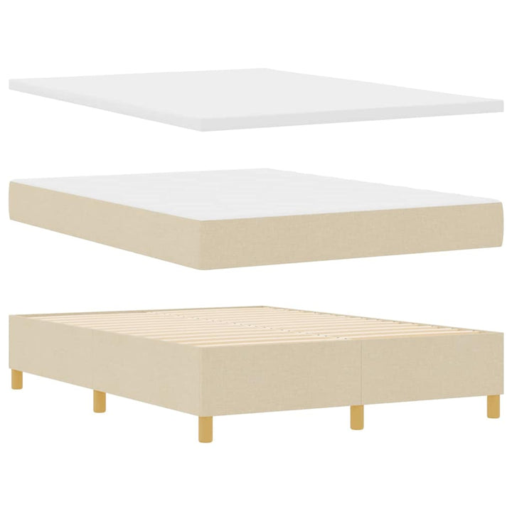 Box spring seng med pude med hovedgærde Creme 200 x 140 cm Stof