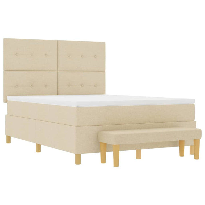 Box spring seng med pude med hovedgærde Creme 200 x 140 cm Stof