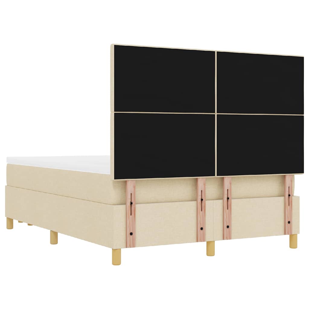 Box spring seng med pude med hovedgærde Creme 200 x 140 cm Stof
