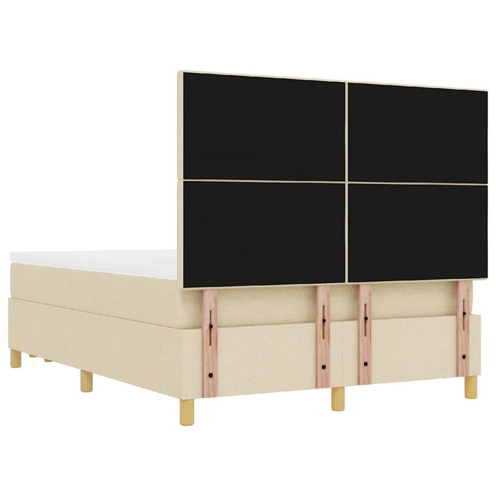 Box spring seng med pude med hovedgærde Creme 200 x 140 cm Stof