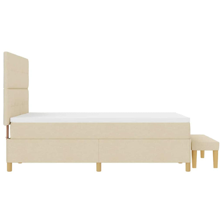 Box spring seng med pude med hovedgærde Creme 200 x 140 cm Stof