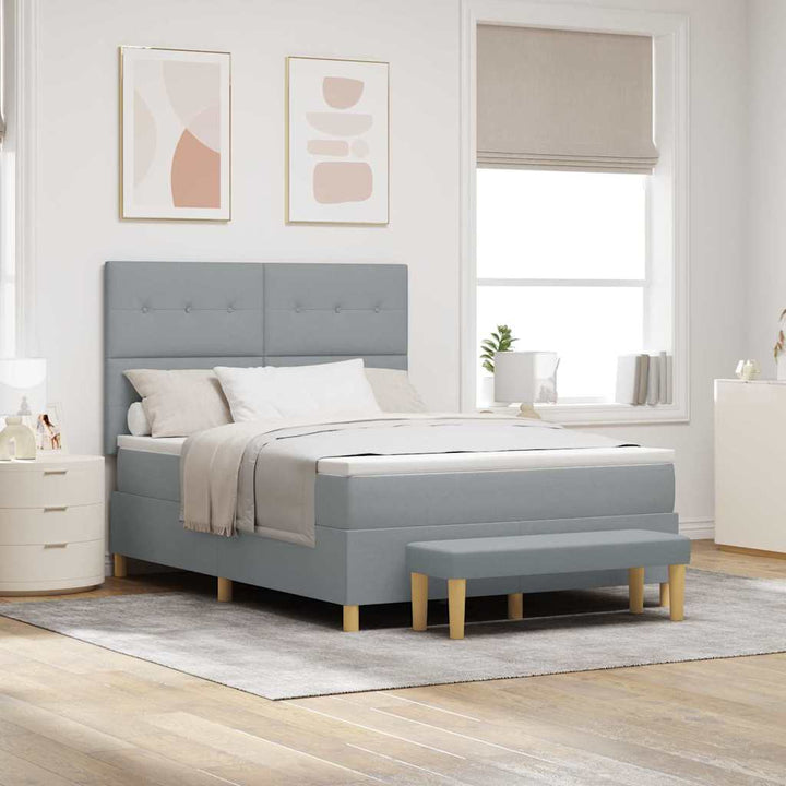 Box spring seng med hovedgærde Lysegrå 200 x 160 cm Stof