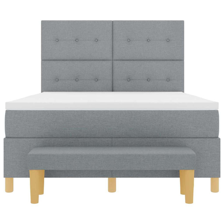 Box spring seng med hovedgærde Lysegrå 200 x 160 cm Stof