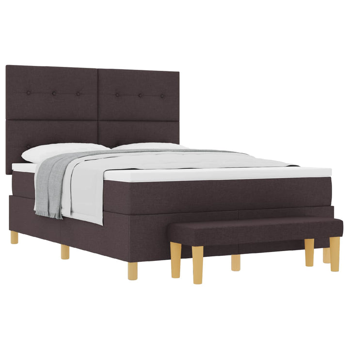 Box spring seng med hovedgærde Mørk Brun 200 x 160 cm Stof