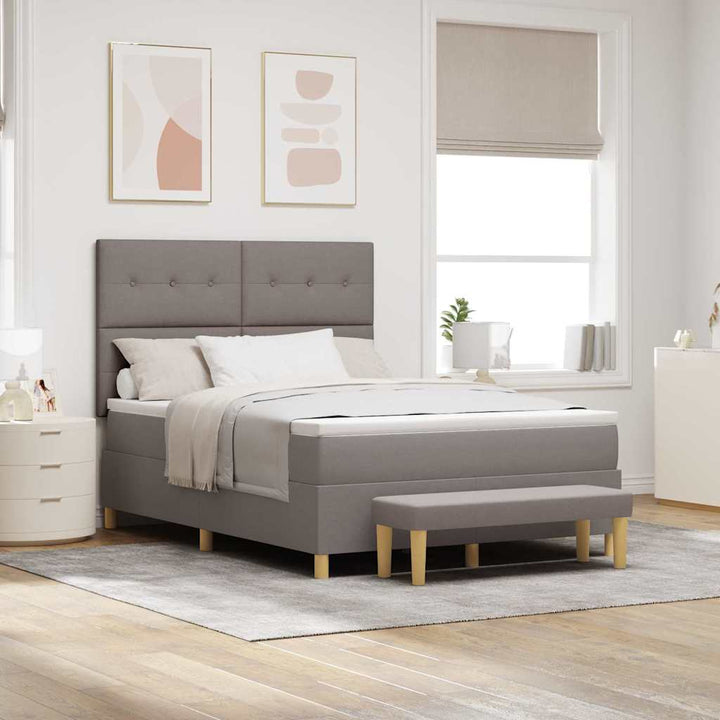 Box spring seng med hovedgærde Gråbrun 200 x 160 cm Stof