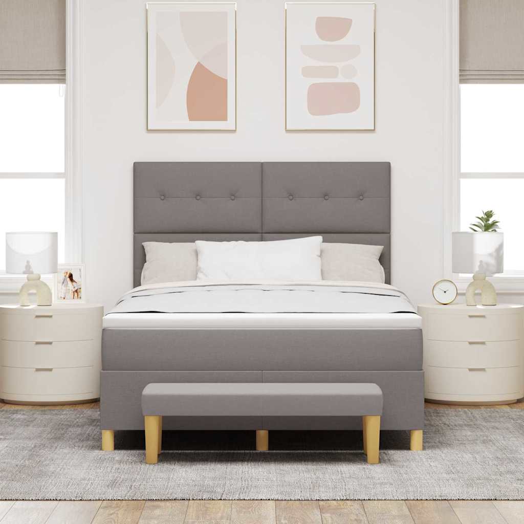 Box spring seng med hovedgærde Gråbrun 200 x 160 cm Stof