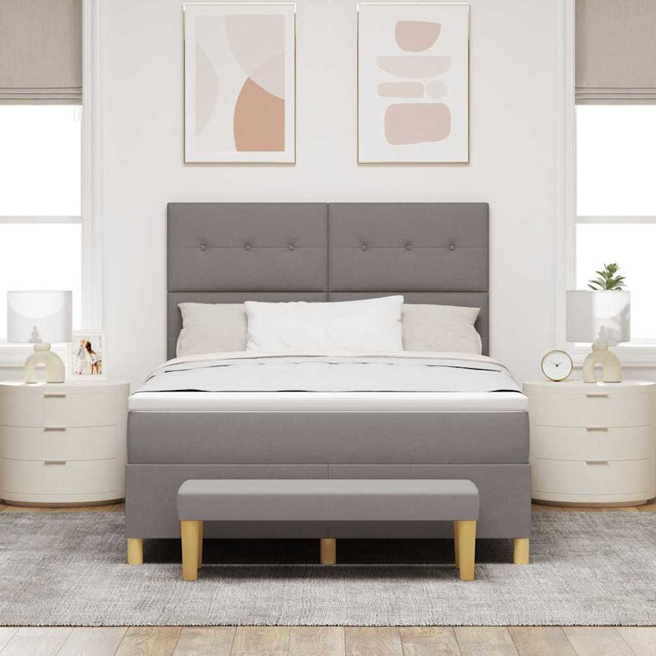 Box spring seng med hovedgærde Gråbrun 200 x 160 cm Stof