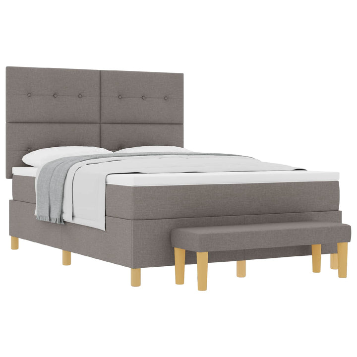 Box spring seng med hovedgærde Gråbrun 200 x 160 cm Stof