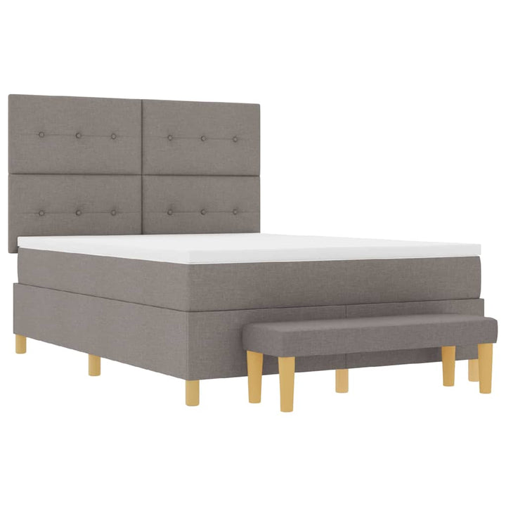Box spring seng med hovedgærde Gråbrun 200 x 160 cm Stof