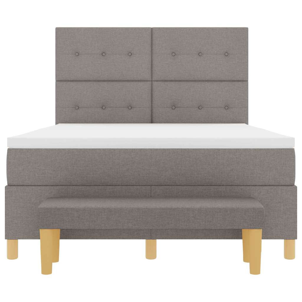 Box spring seng med hovedgærde Gråbrun 200 x 160 cm Stof