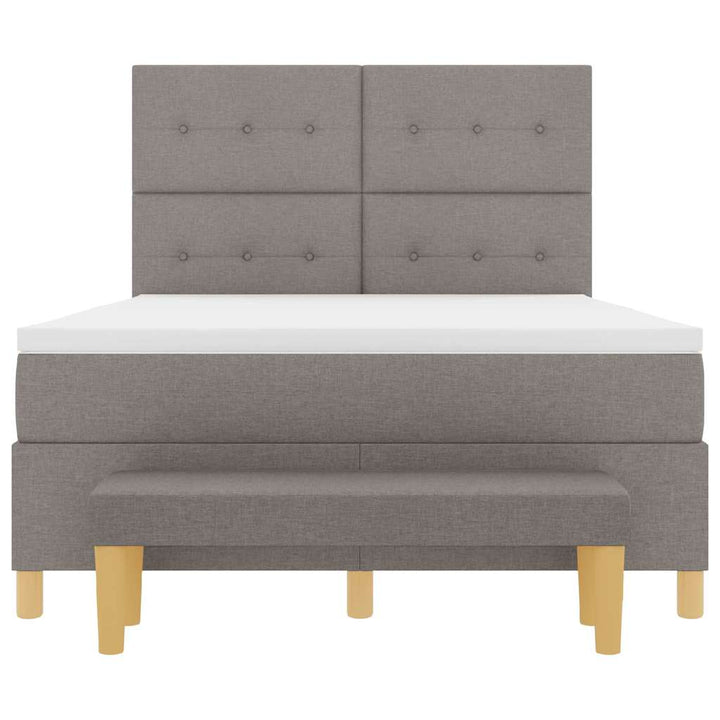 Box spring seng med hovedgærde Gråbrun 200 x 160 cm Stof