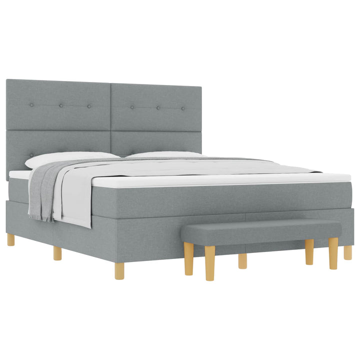 Box spring seng med hovedgærde Lysegrå 200 x 180 cm Stof
