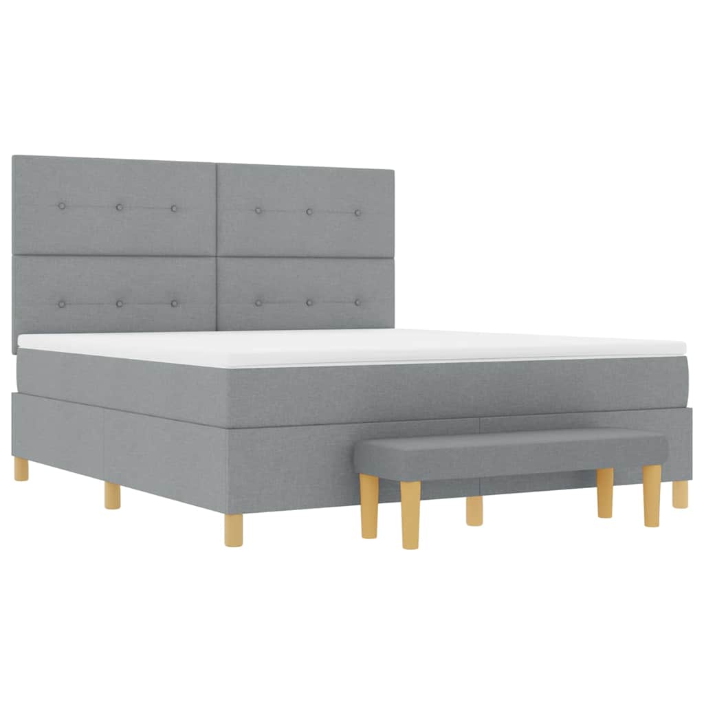 Box spring seng med hovedgærde Lysegrå 200 x 180 cm Stof