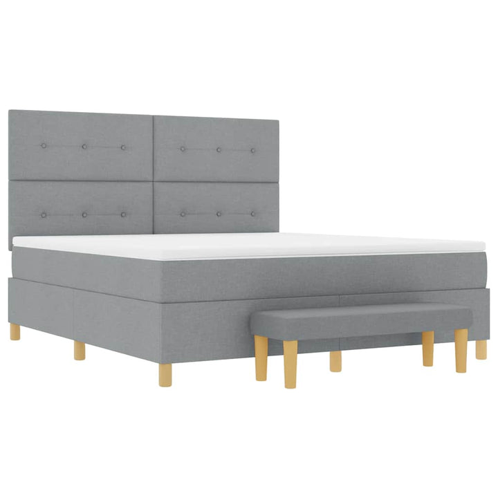 Box spring seng med hovedgærde Lysegrå 200 x 180 cm Stof