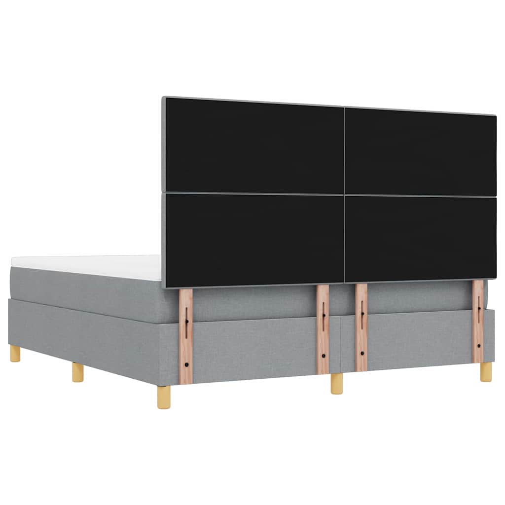 Box spring seng med hovedgærde Lysegrå 200 x 180 cm Stof